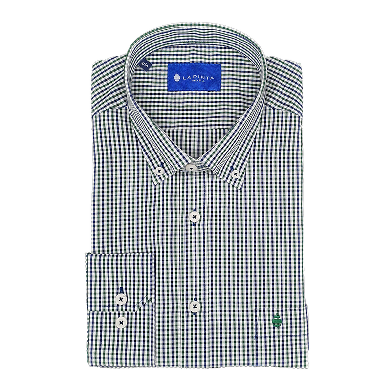 Camisa Cuadro Vichy  (Azul Marino/Verde)