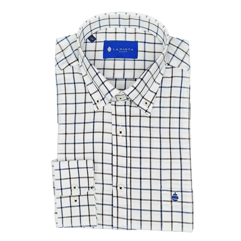 Camisa Celda Grande (Marrón / Azul Marino)