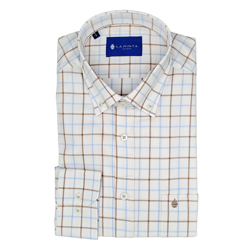 Camisa Celda Grande (Azul Celeste / Beige)