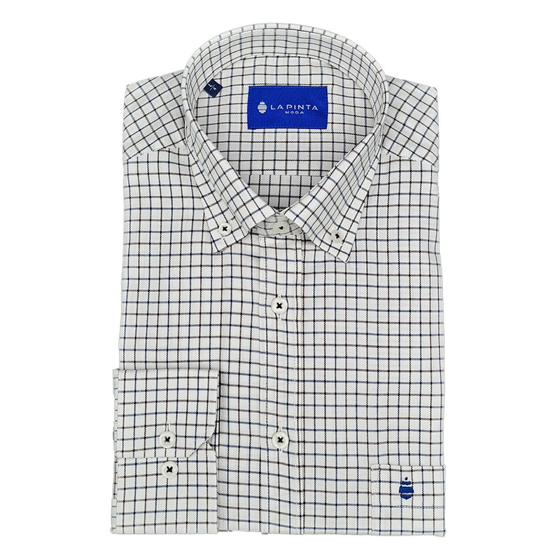 Camisa Celda Pequeña (Marrón / Azul marino)